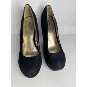 Mossimo Black Suede Heels Pumps Women’s US 7.5 – Classic Round Toe, Chunky Heel